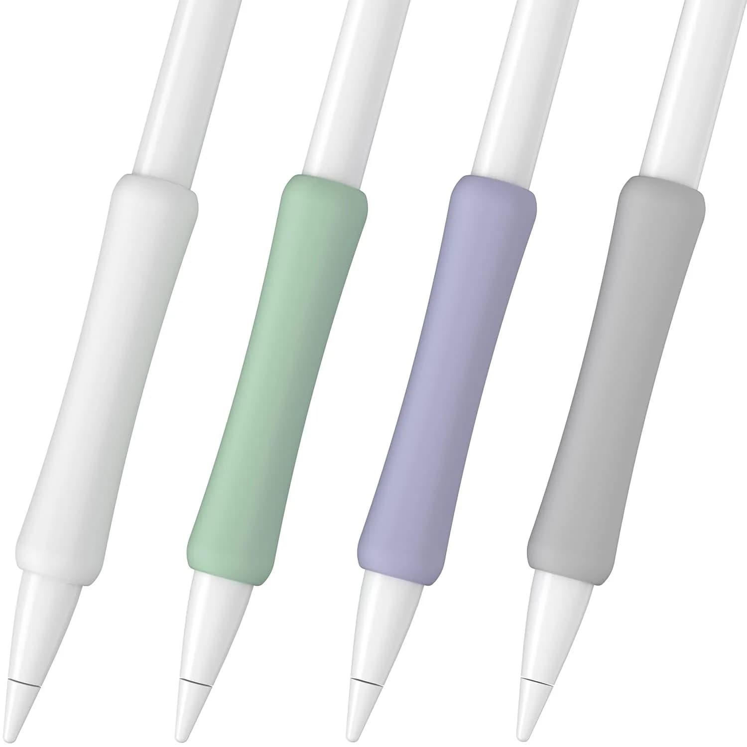FAFALITHIC 4 Pack Silicone Grip for Apple Pencil 1st Gen, Pro, 2nd Gen, USB-C | Comfortable Writing & Precise Control — White/Lavender/Matcha/Gray