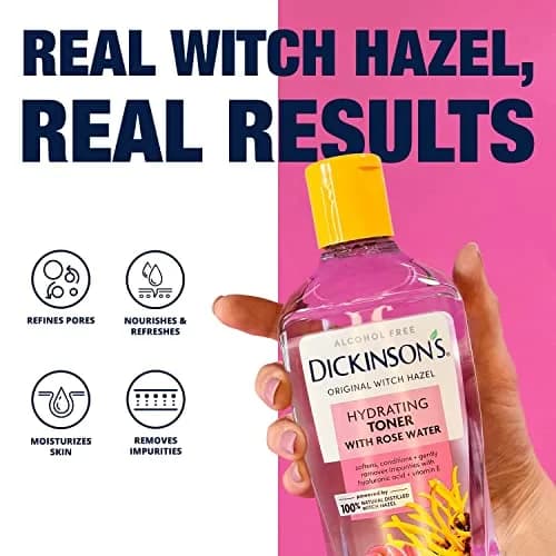 Dickinson's Witch Hazel Hydrating Toner Rosewater 16 Fl Oz | Alcohol-Free, 98% Natural Formula for Sensitive Skin thumbnail 2