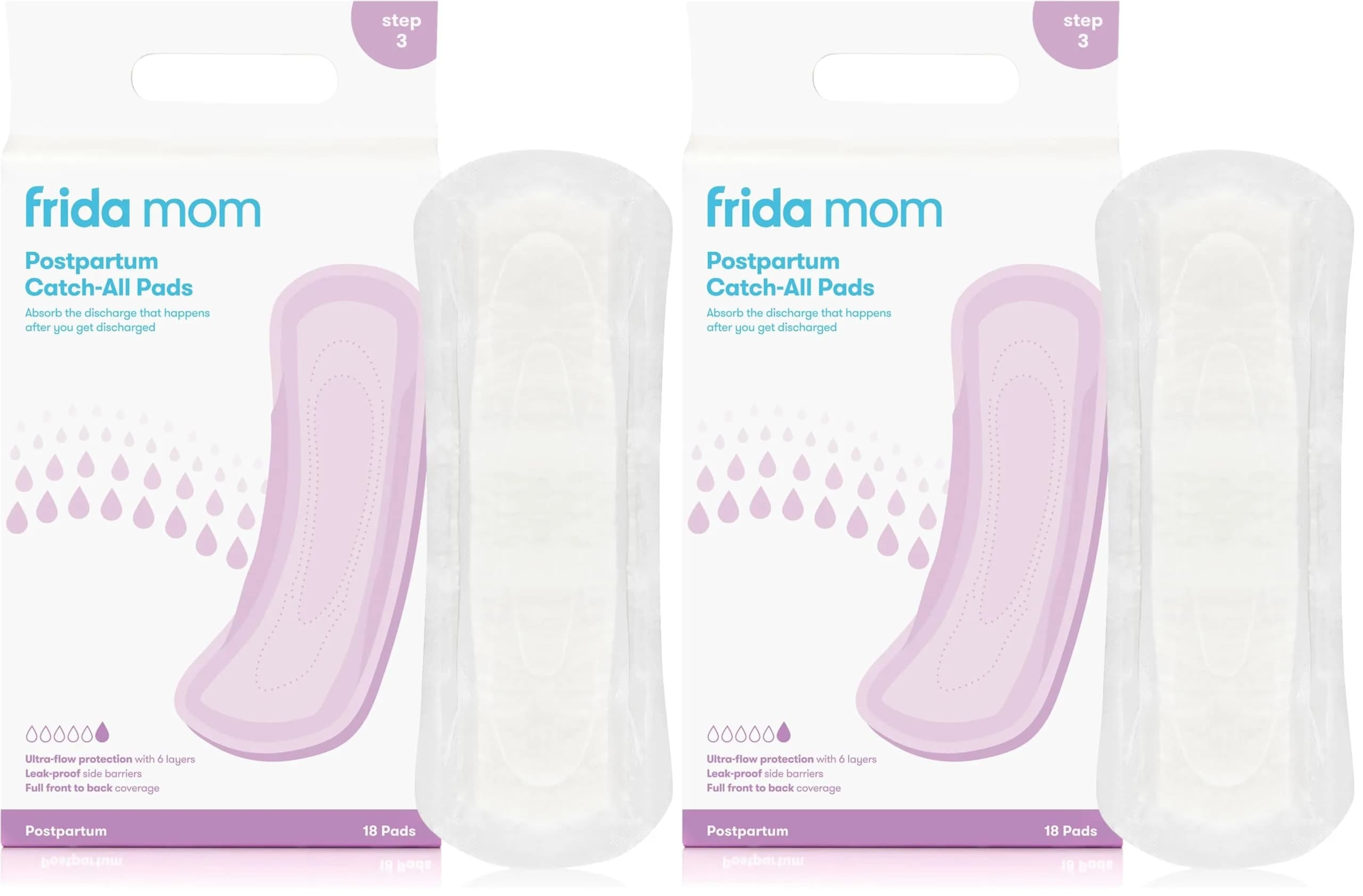 Frida Mom Postpartum Maxi Pads | 18 Count (18ct) | 6 Layers of Maximum Absorbency for Postpartum Bleeding and Bladder Leaks — Pack of 2