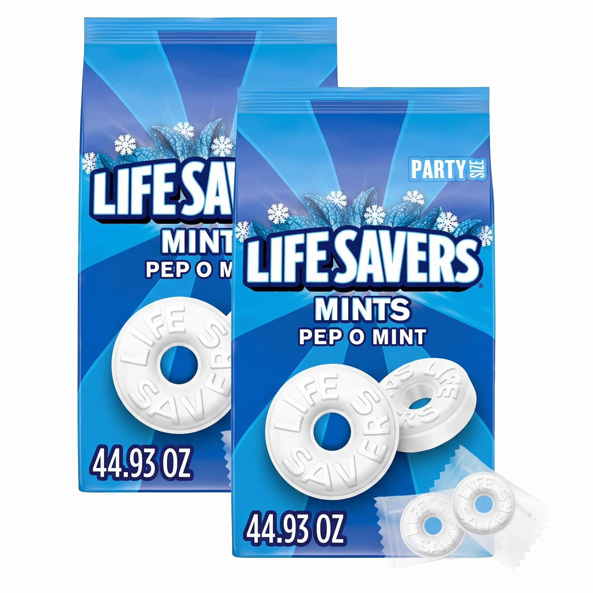 Life Savers Pep-O-Mint Hard Candy Individually Wrapped, Party Size Bulk Bag 1.63 kg (2.8 LB) — Fresh Breath Mint - main product image