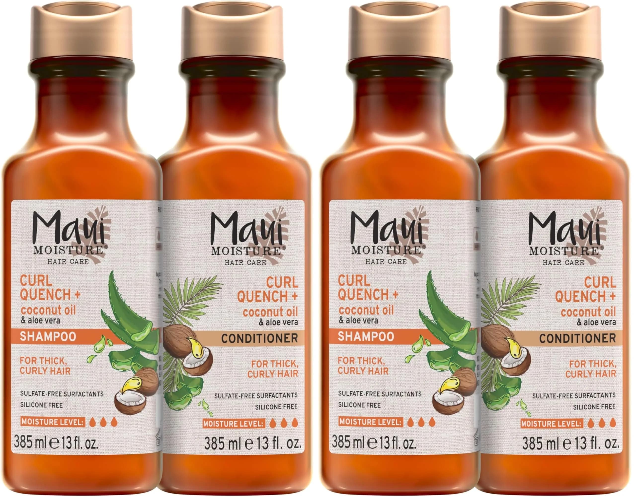Maui Moisture Curl Quench + Coconut Oil Shampoo + Conditioner 13 Fl Oz Pack of 2 | Hydrates & Defines Curly Hair - main product image