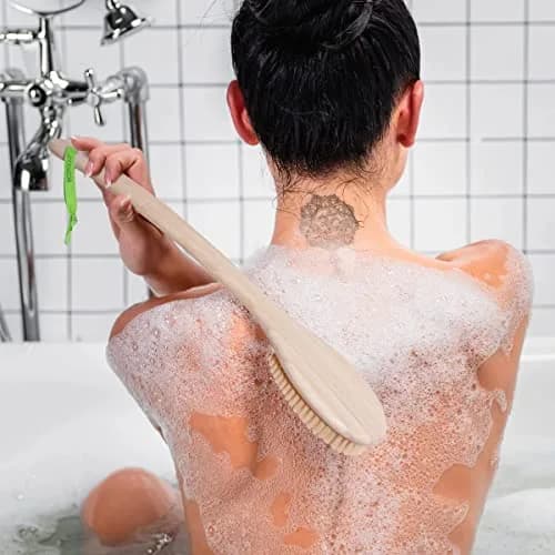 EcoTools Bristle Bath Brush with Long Bamboo Handle | Gentle Exfoliation for Back & Body (2-Pack) thumbnail 6