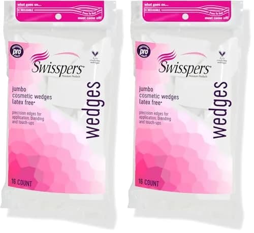 Swisspers Premium Pro Cosmetic Wedges, Jumbo Size, 32 Count (Pack of 2) | Latex-Free Makeup Sponges for Precision Blending thumbnail 1