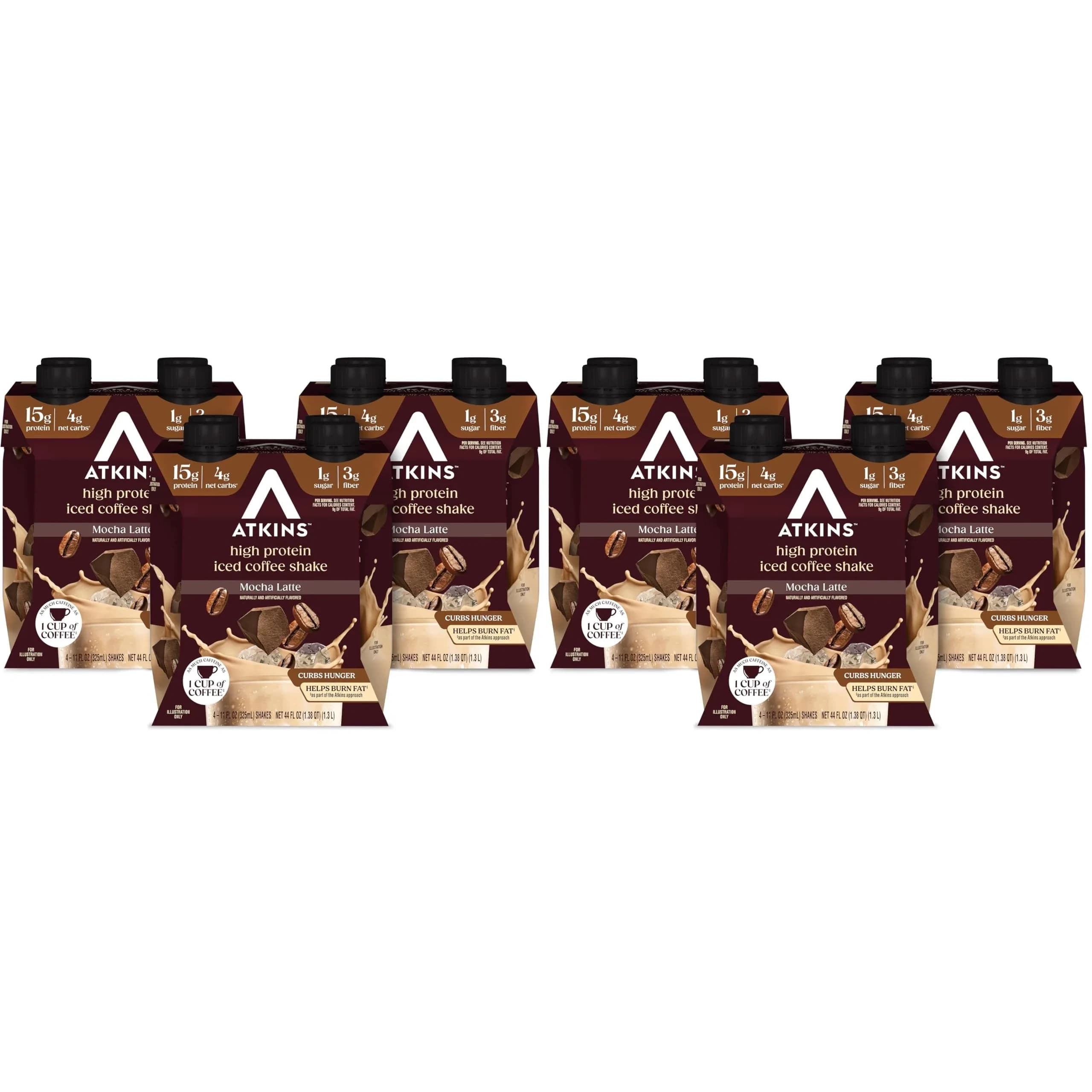 Atkins Mocha Latte Iced Coffee Protein Shake 264ml (8.95 Fl Oz) Pack of 24 | 15g Protein, Keto-Friendly