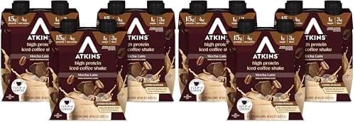Atkins Mocha Latte Iced Coffee Protein Shake 264ml (8.95 Fl Oz) Pack of 24 | 15g Protein, Keto-Friendly thumbnail 1