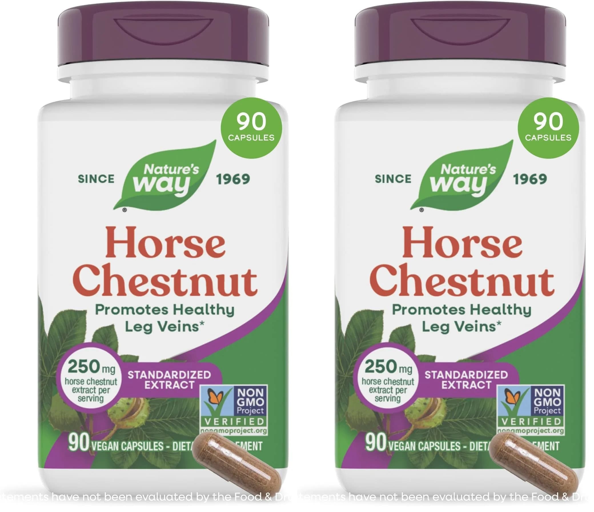 Nature's Way Horse Chestnut Extract Vegan Capsules 180 Count (90 Count Pack of 2) | Supports Healthy Leg Veins with 20% Aescin