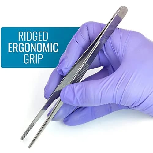 MABIS Surgical Tweezers and Dressing Forceps 5.5 inches | Serrated Stainless Steel for Precise Handling thumbnail 5