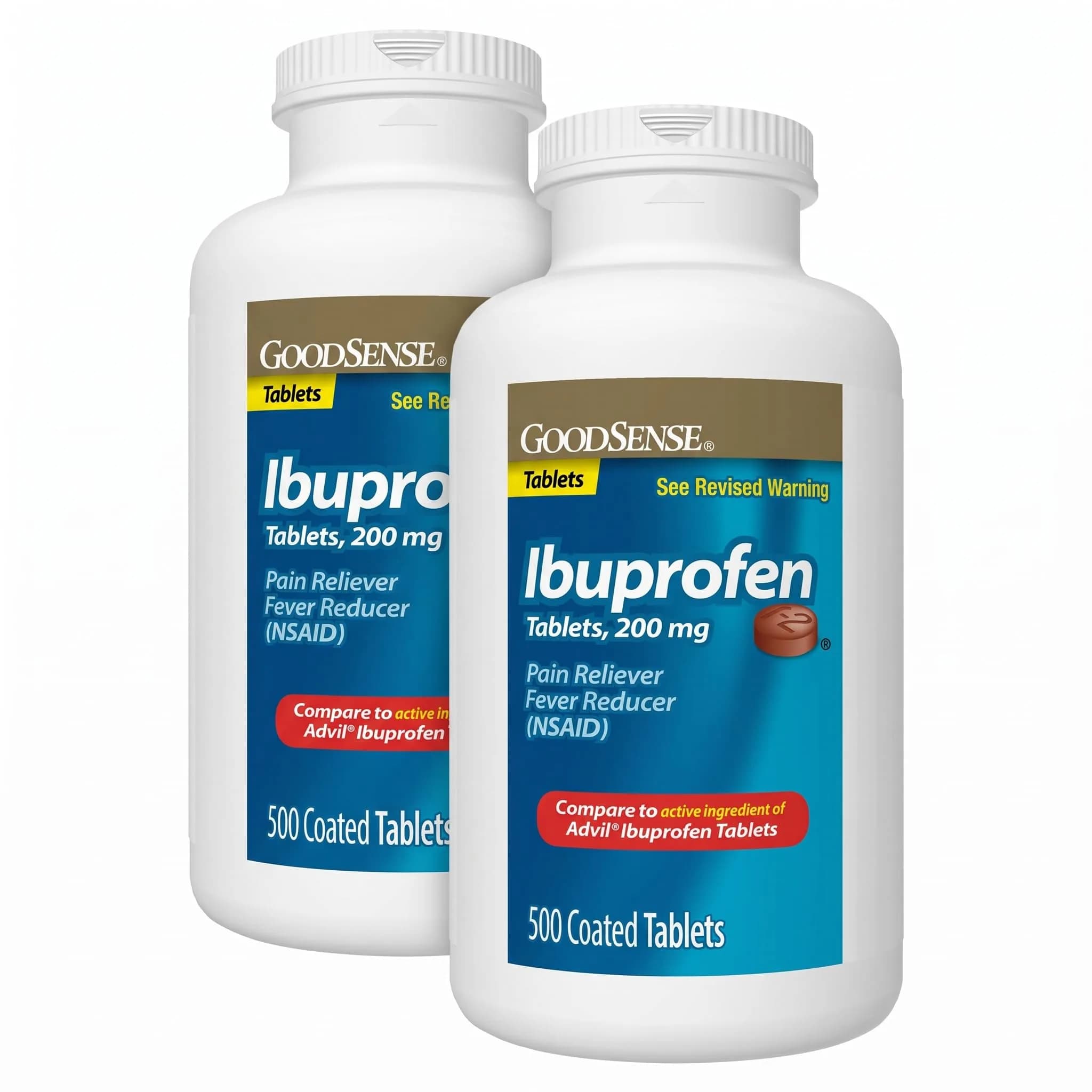 GoodSense Ibuprofen Tablets 200 mg | Fever & Pain Relief for Adults & Kids 12+ (500 Count Pack of 2)