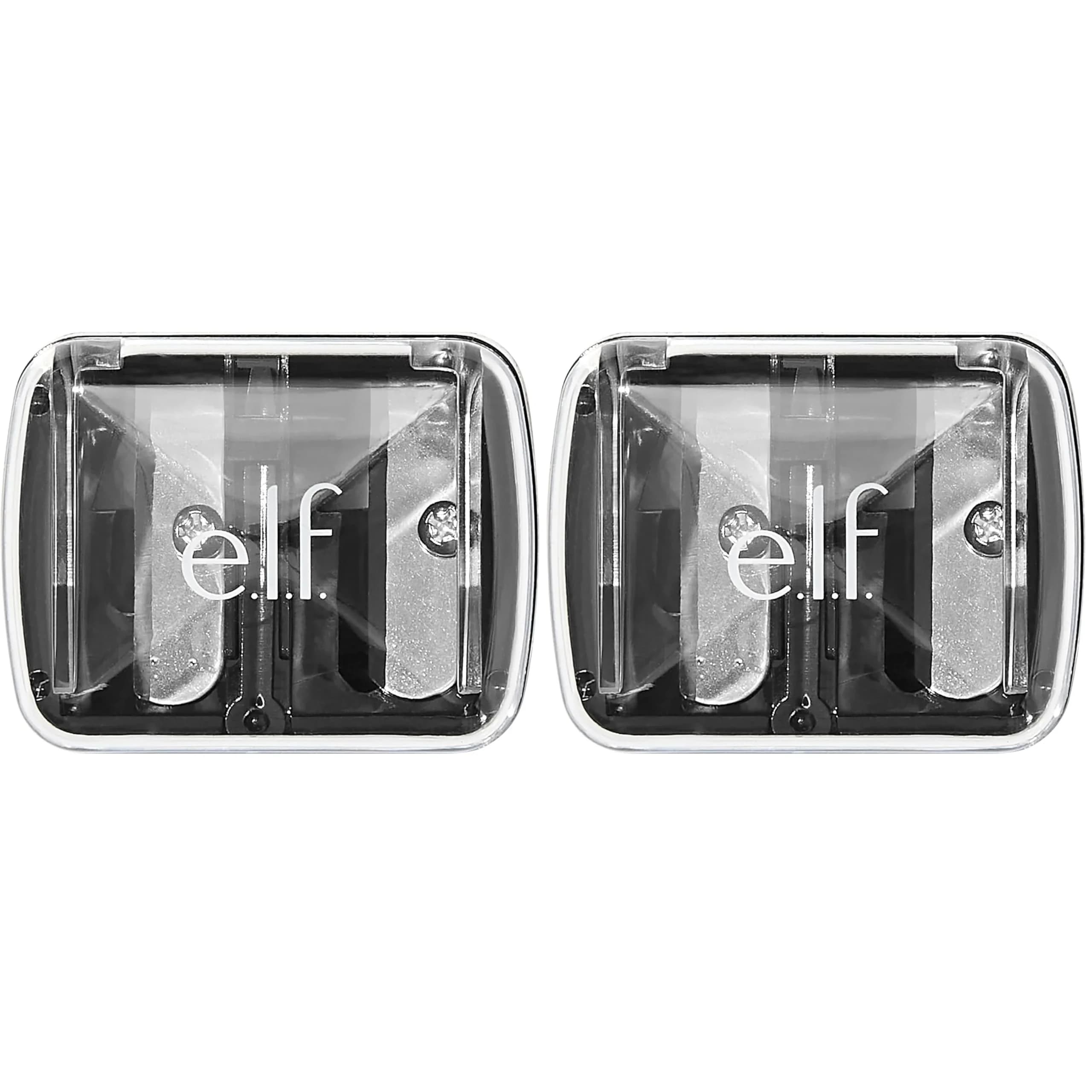 e.l.f. Dual-Pencil Sharpener with Bonus Small Sharpener, Pack of 2 | Essential Tool for Precise Application — 블랙.