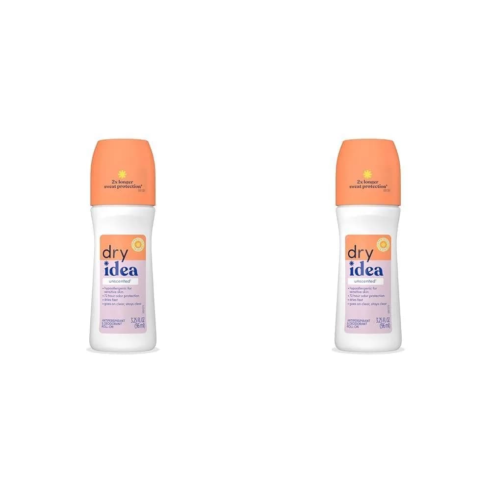 Dry Idea Unscented Roll-On Deodorant & Antiperspirant for Women 96ml (3.25 Fl Oz) | 72-Hour Odor Protection — White