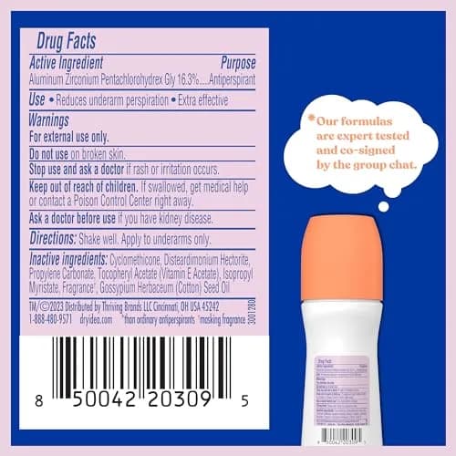 Dry Idea Roll-On Deodorant & Antiperspirant | 189ml (6.5 Fl Oz) | 72-Hour Odor Protection for Sensitive Skin thumbnail 5