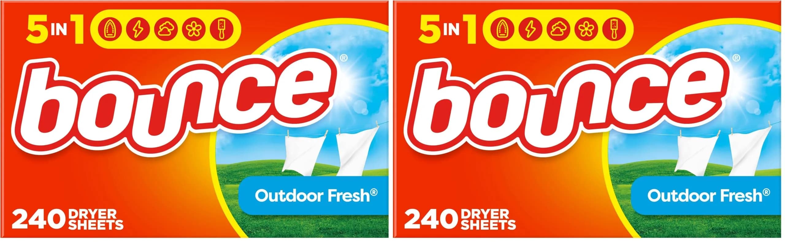 Bounce Outdoor Fresh Dryer Sheets 480 Count (2 Packs of 240) | Static Control & Wrinkle Reduction