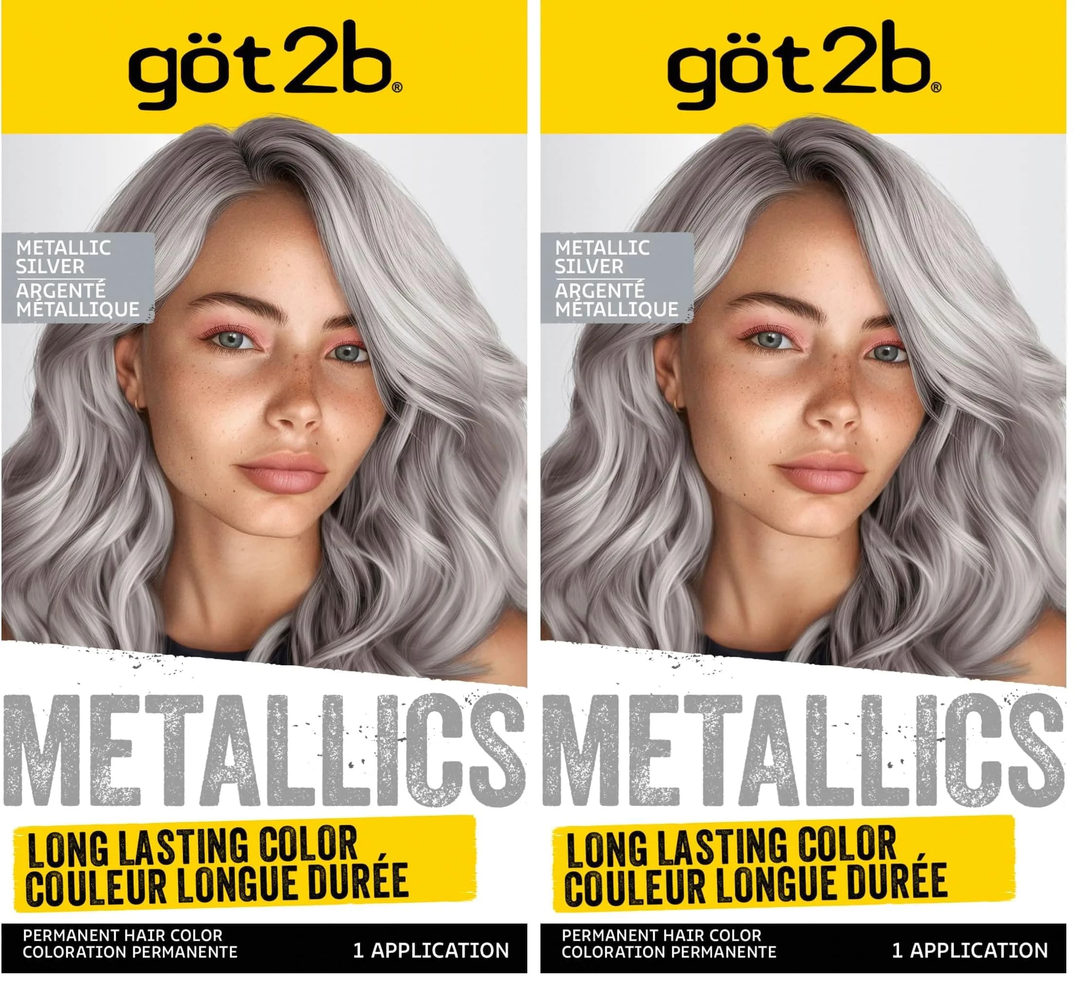 Got2B Metallics Permanent Hair Color M71 Metallic Silver Kit (2x50ml/1.69 Fl Oz) | Multi-Dimensional Metallic Shine — Plateado metálica