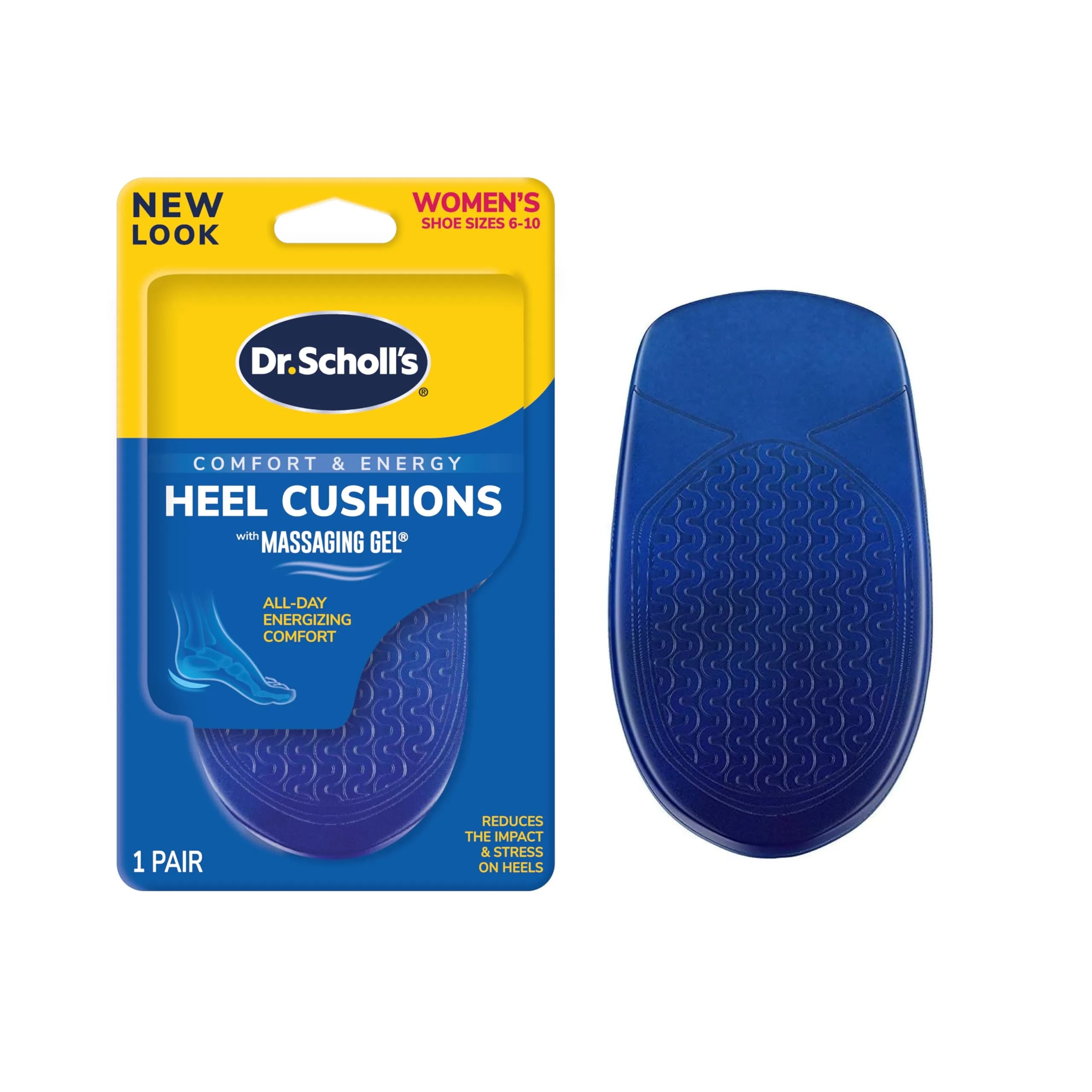 Dr. Scholl's Massaging Gel Heel Cushions for Women (Sizes 6-10) | All-Day Shock Absorption & Cushioning (2-Pack)