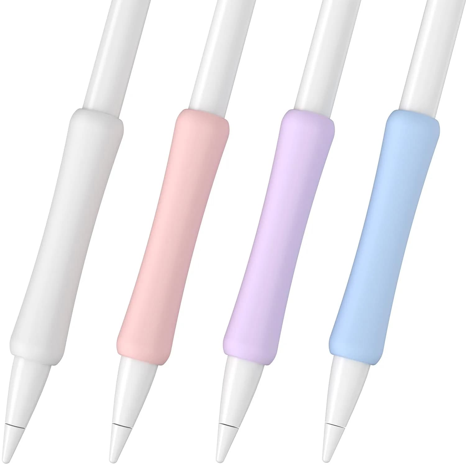 FAFALITHIC 4 Pack Silicone Grip for Apple Pencil 1st Gen, Pro, 2nd Gen, USB-C | Comfortable Writing & Precise Control — White/Purple/Pink/Blue