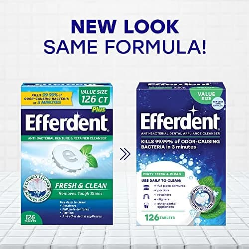 Efferdent Minty Fresh & Clean Retainer Cleaning Tablets 252 Count (126 Tablets x 2) | Kills 99.99% Odor-Causing Bacteria thumbnail 2