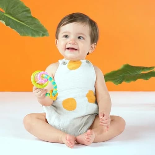 Bright Starts Grab & Spin Baby Rattle & Teether Toy, 2-Pack | BPA-Free Silicone for Ages 3+ Months thumbnail 4