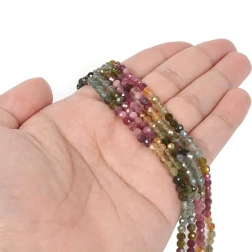 Justinstones 3mm Assorted Multicolor Tourmaline Faceted Gemstone Round Loose Beads Strand 15.5-16" | DIY Jewelry Making thumbnail 2