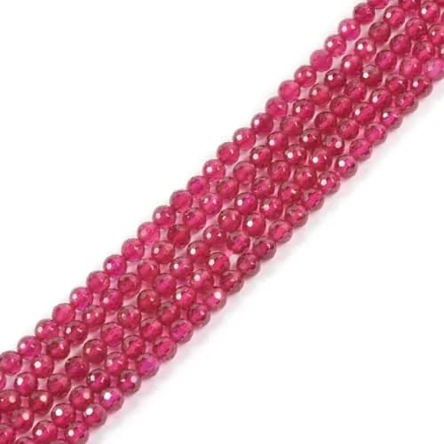Justinstones Lab Created Red Corundum Faceted Gemstone Round Loose Beads Strand 3mm-4mm | DIY Jewelry Making thumbnail 1