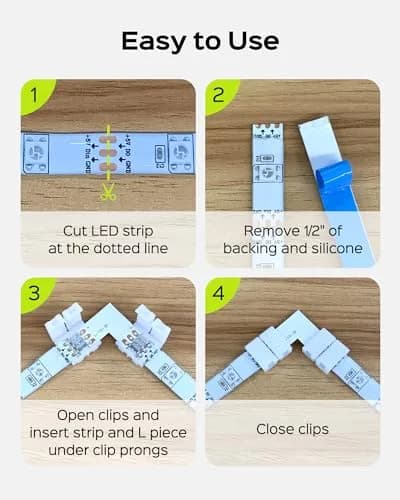 JACKYLED 30 Pcs 3-Pin LED Connectors 10mm L Shape | Unwired Solderless Gapless Adapter for WS2811, SK6812, 72W thumbnail 5