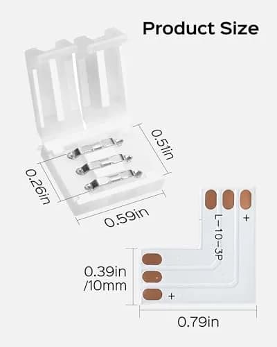 JACKYLED 30 Pcs 3-Pin LED Connectors 10mm L Shape | Unwired Solderless Gapless Adapter for WS2811, SK6812, 72W thumbnail 3