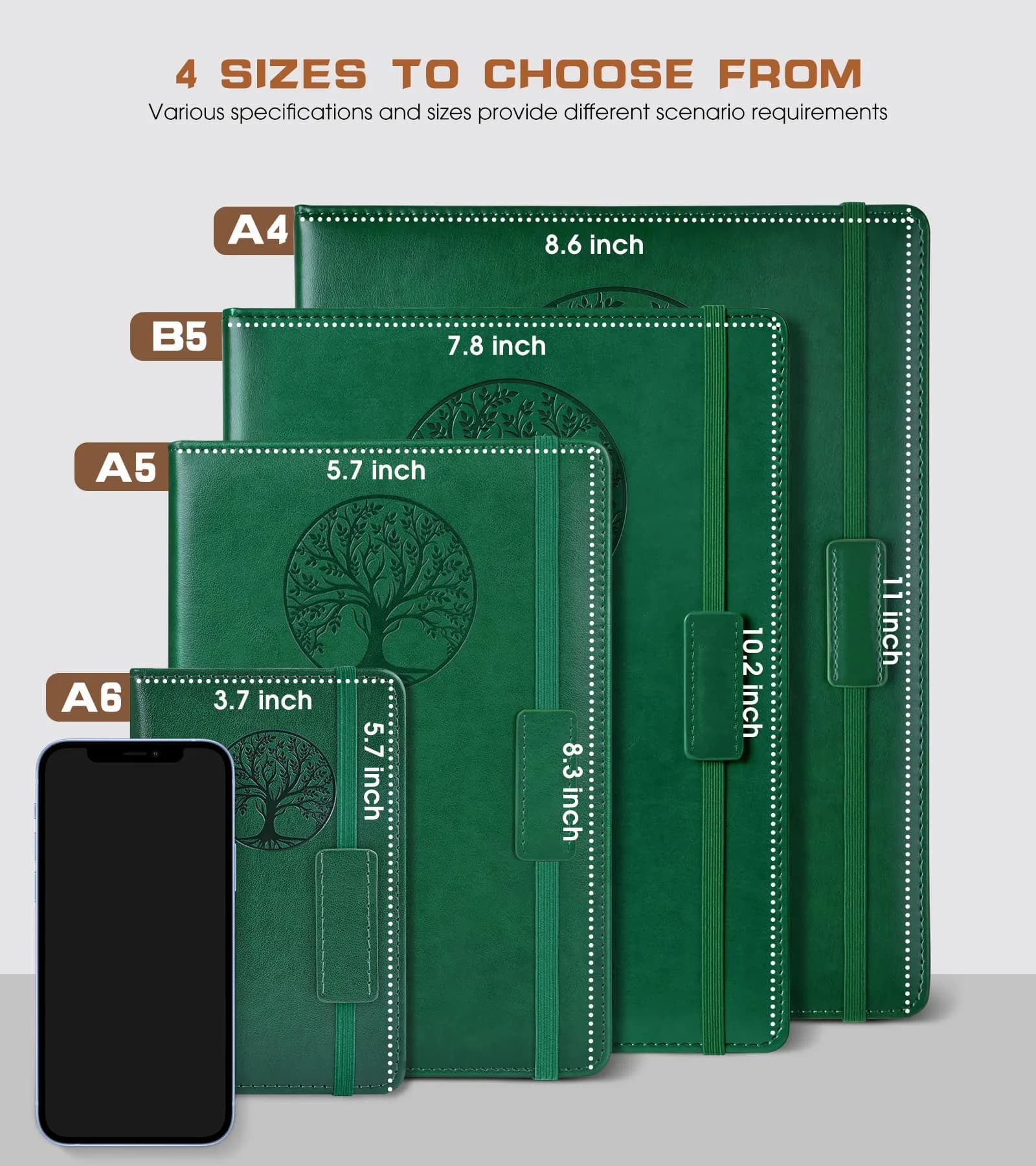 Biuwory Lined Journal Notebook, A4 Large Hardcover Leather Journal for Writing, 256 Pages, Green | Vintage Style Notebook for Professionals & Students - main product image