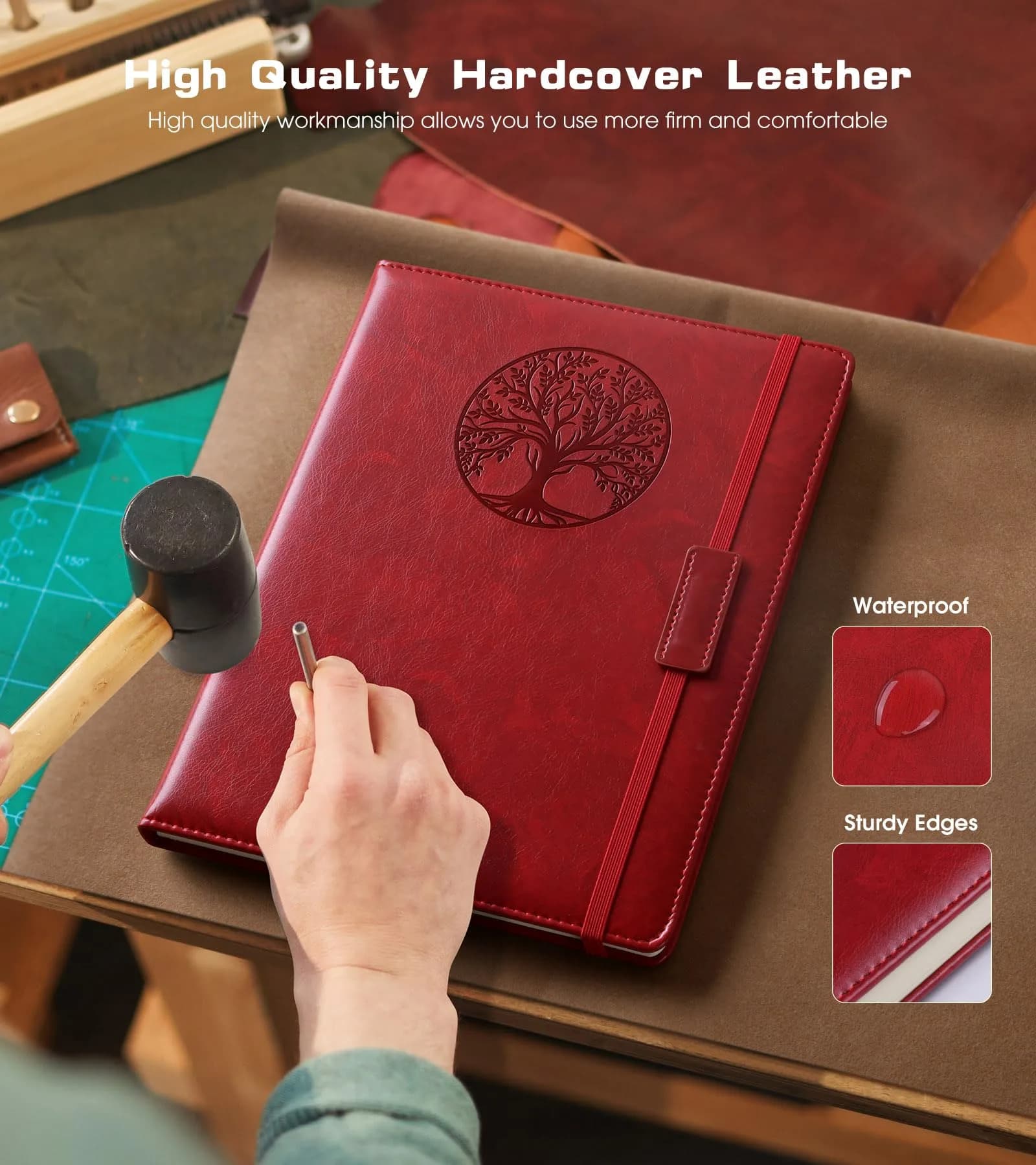 Biuwory Lined Journal Notebook B5 7.8"x10.2" | Vintage Leather-Look Cover, 256 Pages thumbnail 2