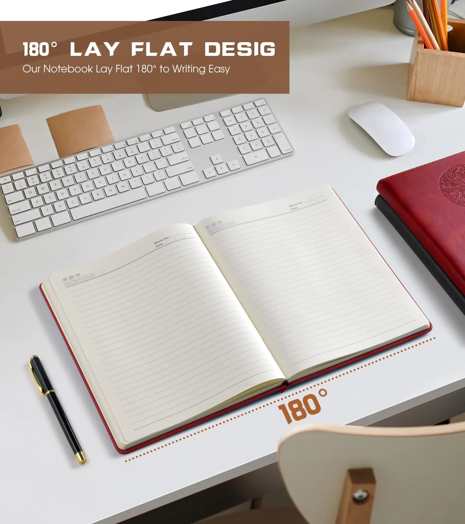 Biuwory Lined Journal Notebook B5 7.8"x10.2" | Vintage Leather-Look Cover, 256 Pages thumbnail 5