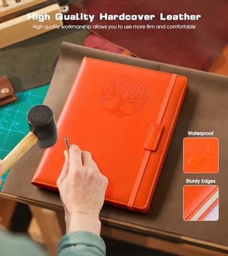 Biuwory B5 Leather Journal Notebook 25.5 cm (10.2") | Vintage Orange Hardcover with 256 Lined Acid-Free Pages thumbnail 3