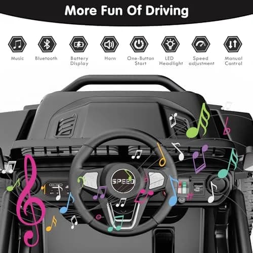 YunTopKids 12V Ride-On Toy Car for Kids 4-8 | Remote Control, Bluetooth, LED Lights thumbnail 6