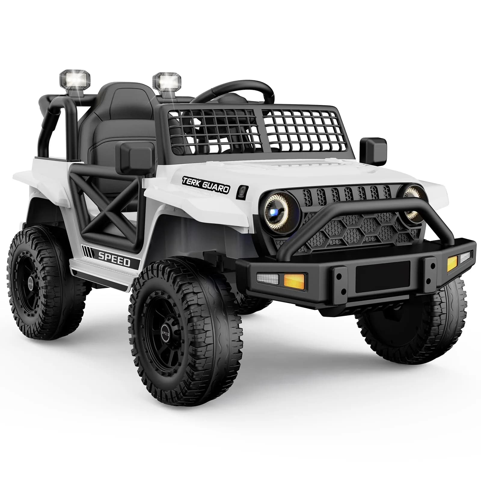 YunTopKids 12V 7Ah Electric Ride On Toy Car for Kids | Parental Remote Control, Bluetooth & LED Lights, Pink, 4-8 Years — White