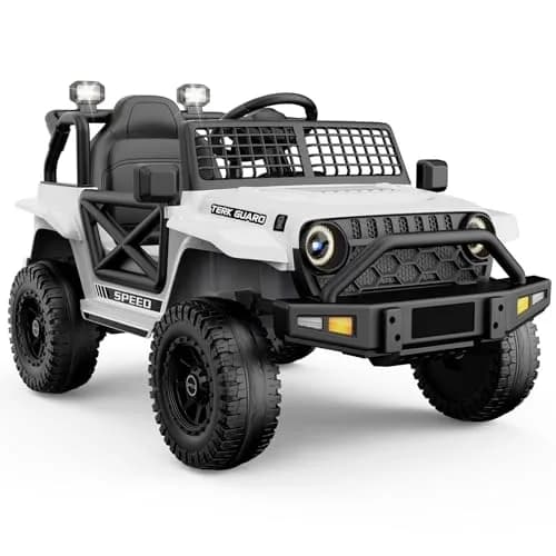 YunTopKids 12V Ride-On Toy Car for Kids | 7Ah Battery, Remote Control, White thumbnail 1