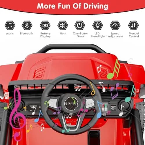 YunTopKids 12V Ride-On Toy Car for Kids | Remote Control, Bluetooth, 4-Wheel Suspension thumbnail 6