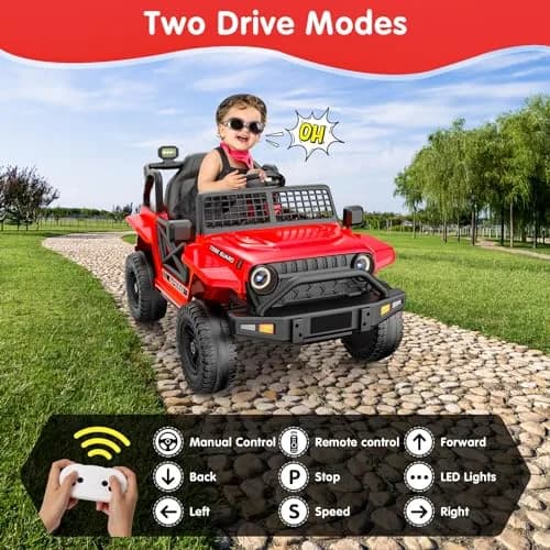 YunTopKids 12V Ride-On Toy Car for Kids | Remote Control, Bluetooth, 4-Wheel Suspension thumbnail 3