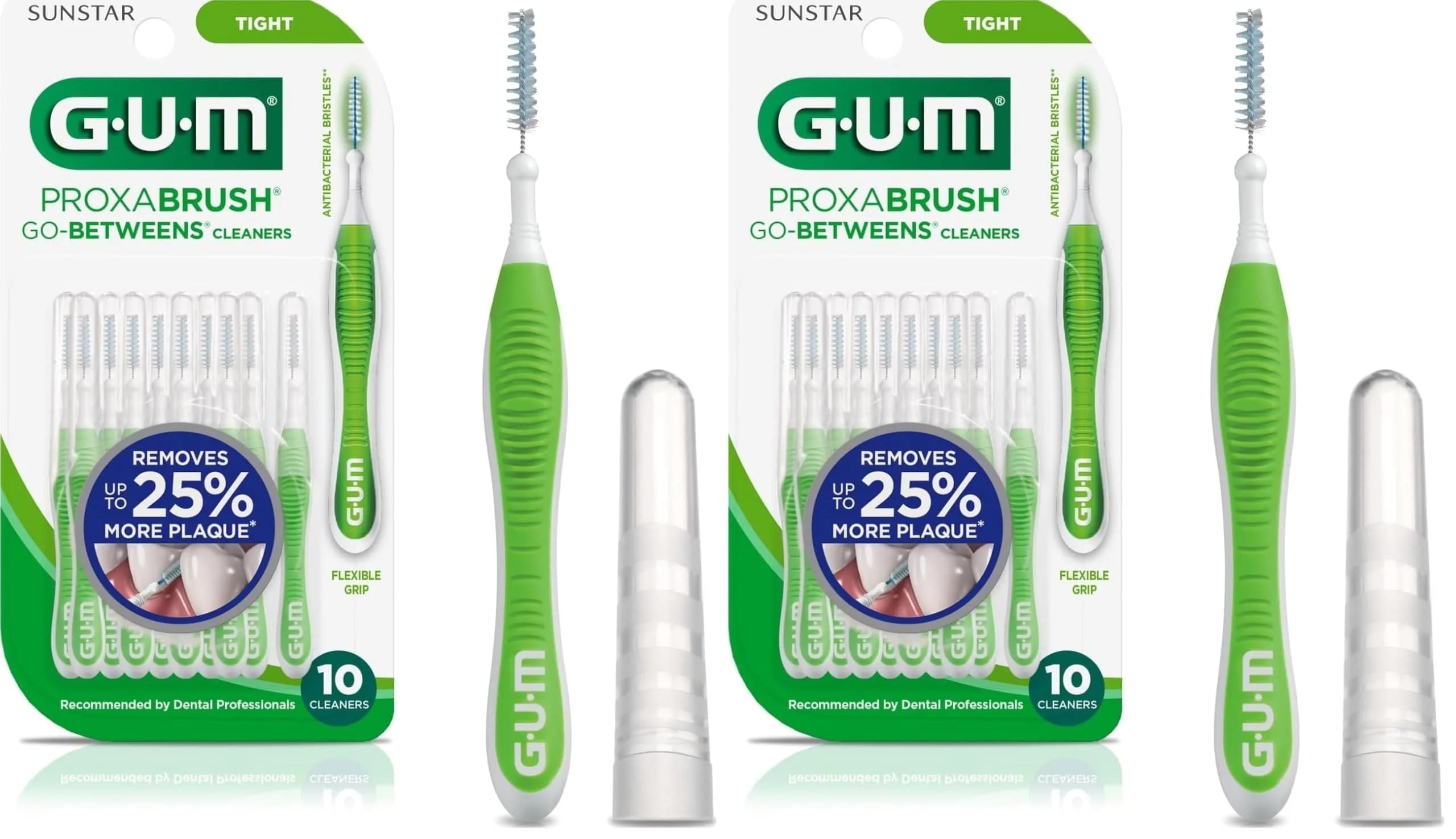 GUM Proxabrush Go-Betweens Tight Interdental Brushes 20 Count (Pack of 2) | Clinically Designed for Tight Spaces & Dental Devices