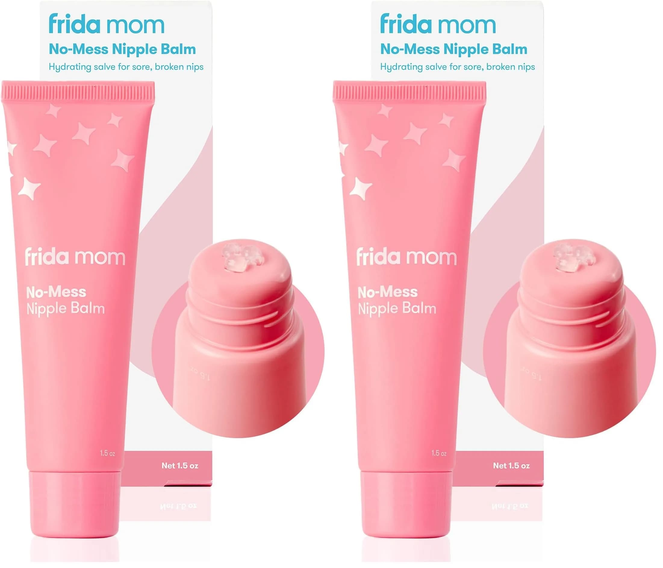 Frida Mom No-Mess Nipple Balm 44ml (1.5 Fl Oz) | Lanolin-Free Hydrating Cream for Sore Nipples — White