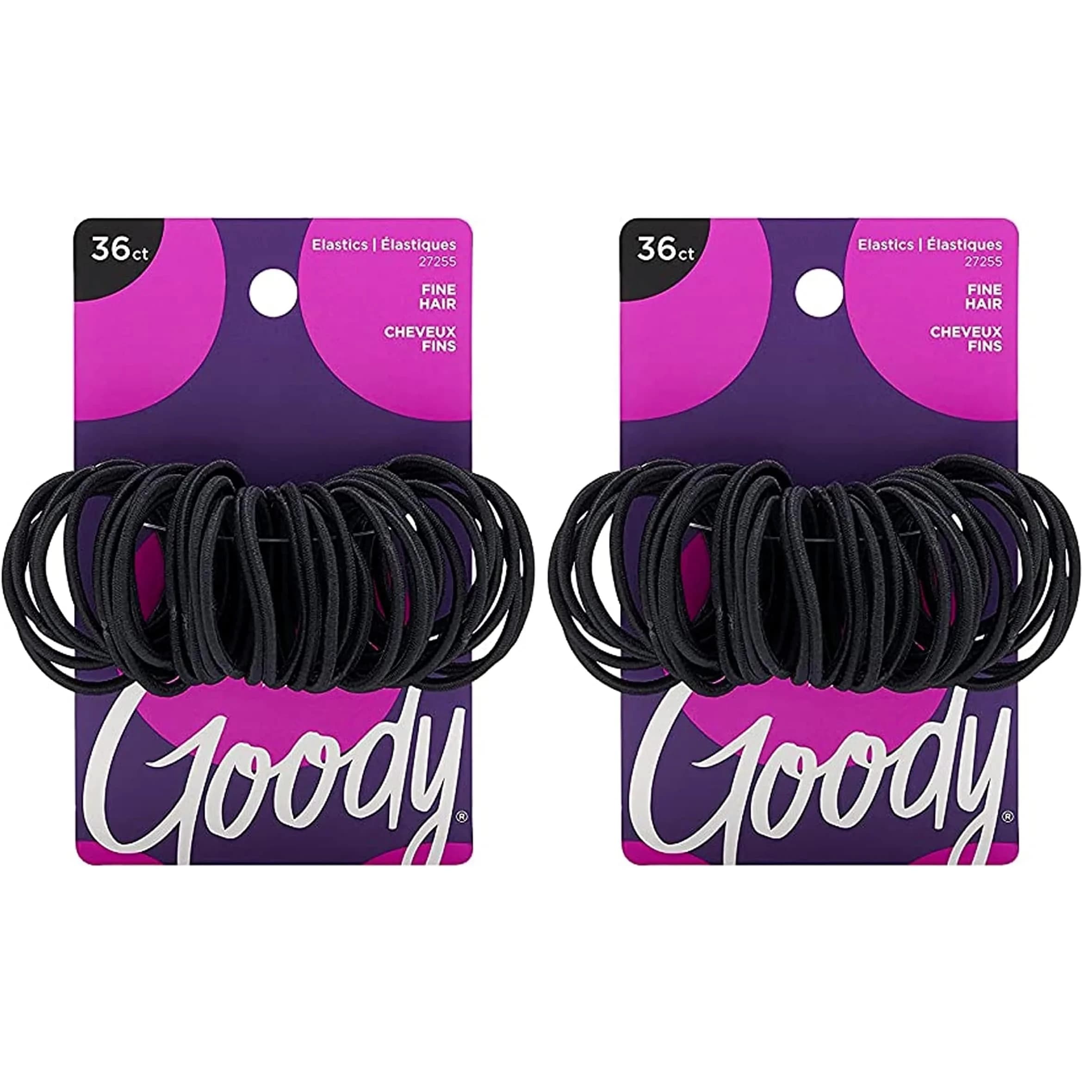 Goody Ouchless Hair Elastics, Black, 36 Count (2mm) | Gentle Hold for Fine to Medium Hair — Small Black