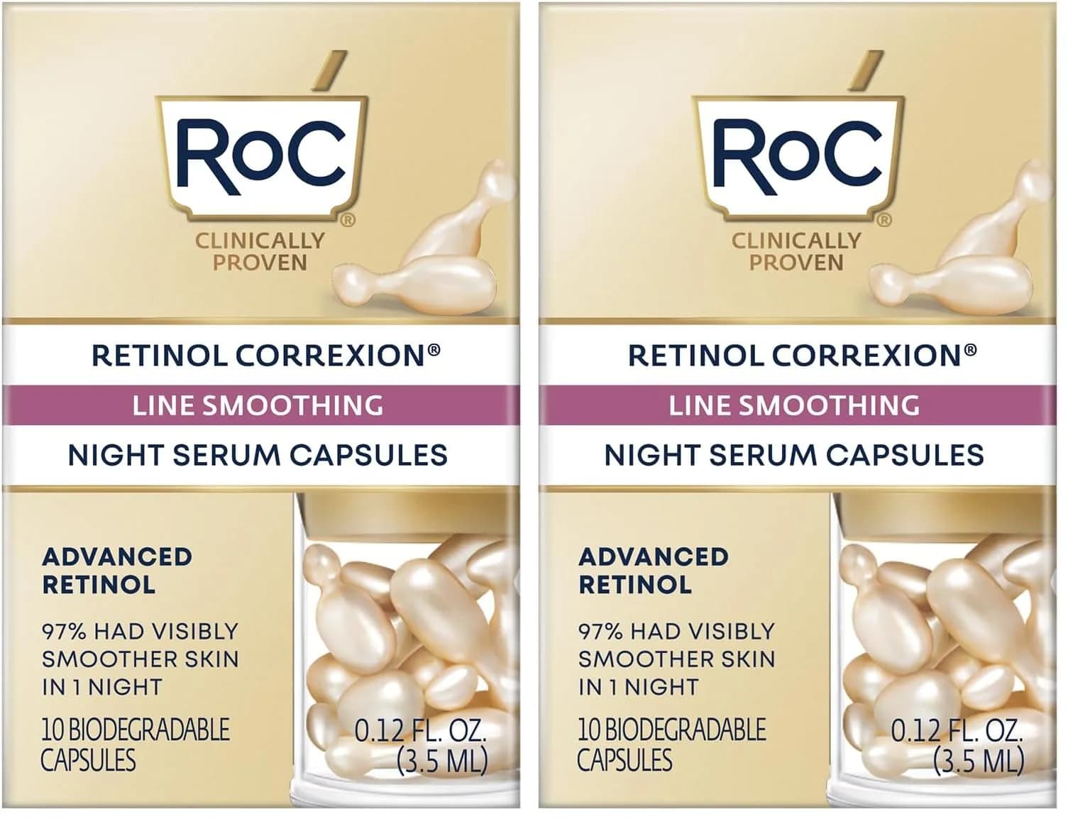 RoC Retinol Correxion Line Smoothing Night Serum Capsules 7ml (0.24 Fl Oz) | Daily Anti-Aging Treatment - main product image