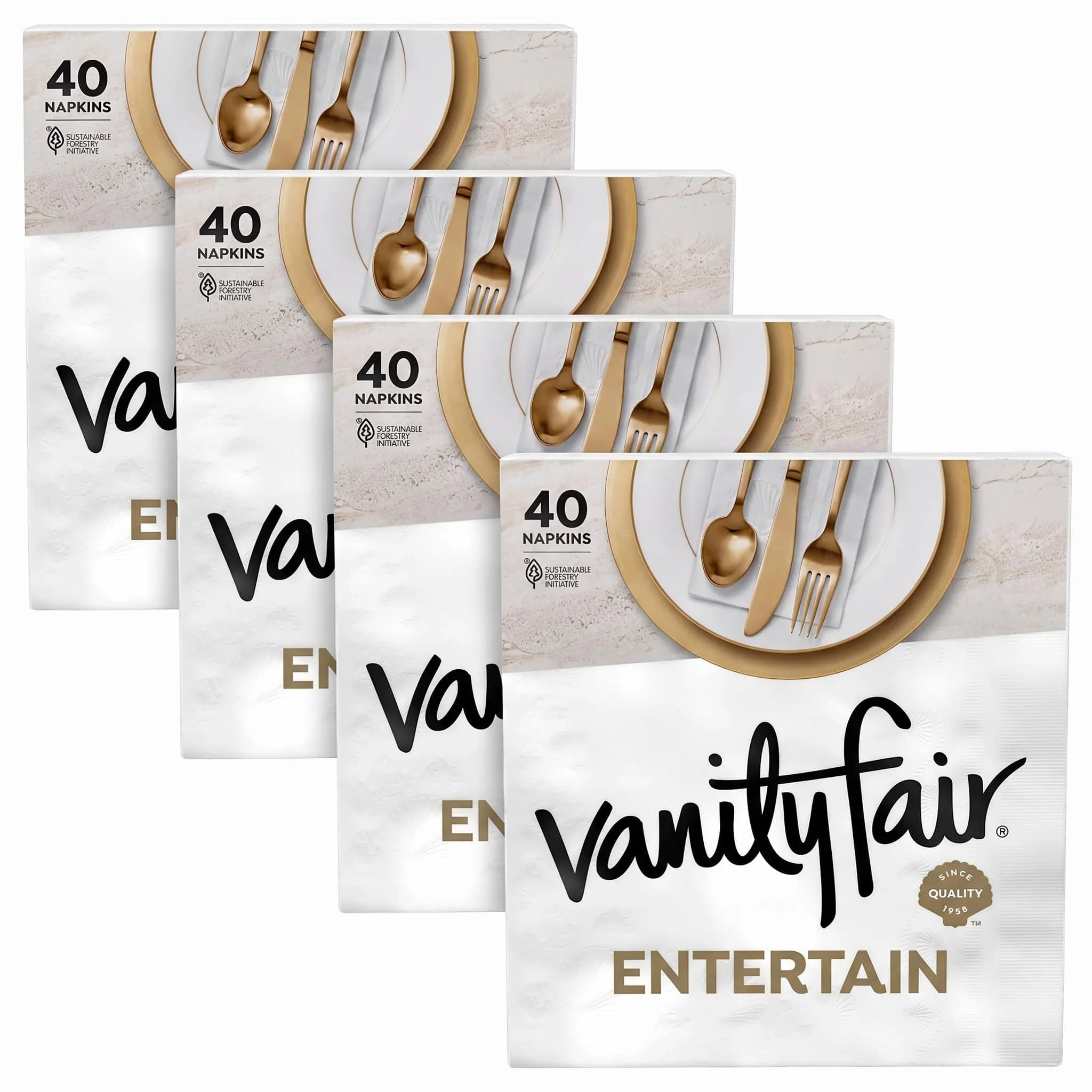 Vanity Fair Entertain Paper Napkins 160 Count | Elegant 3-Ply Disposable Napkins for Events - main product image