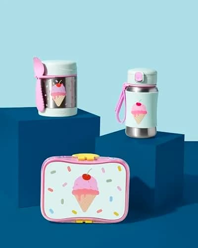 Skip Hop Stainless Steel Straw Bottle, Sparks Ice Cream, 350ml (2 Pack) | Cool Design & Non-Slip Sleeve thumbnail 4