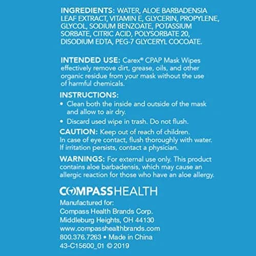Carex CPAP Mask Wipes - 124 Count (Pack of 2) | Unscented, Hypoallergenic, Biodegradable thumbnail 4