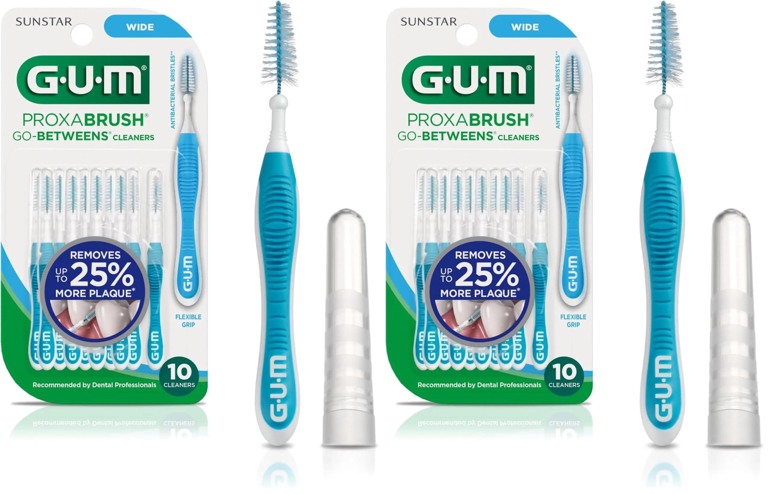 GUM Proxabrush Go-Betweens Wide Interdental Brushes, 20 Count (Pack of 2) | Clinically Designed for Plaque Removal - main product image
