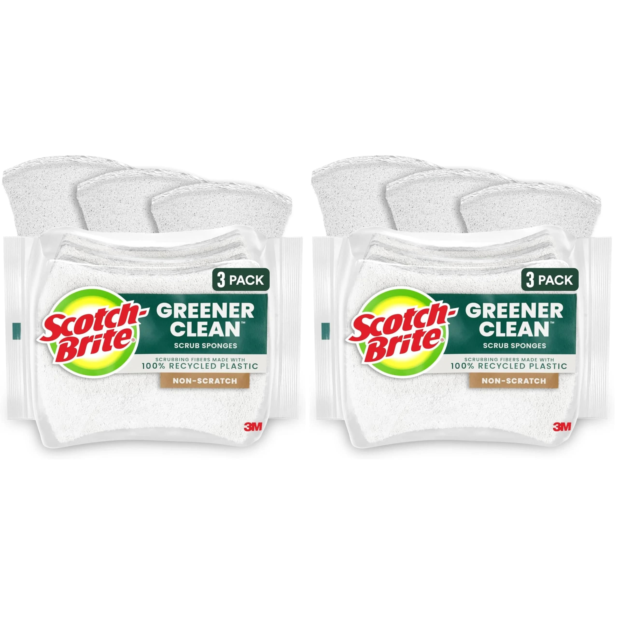 Scotch-Brite Greener Clean Non-Scratch Scrub Sponge 6-Pack | Sustainable Materials, Dishwasher Safe - main product image