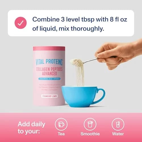 Vital Proteins Collagen Peptides Advanced, Strawberry Lemon | 13 Servings | Supports Skin & Joints thumbnail 4