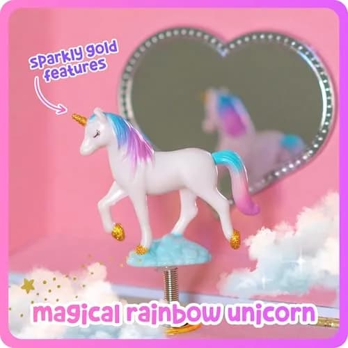 Giggle & Honey Musical Unicorn Jewelry Box for Girls | 6.8 x 5.3 x 6 in | Durable Pine Fiberboard thumbnail 4
