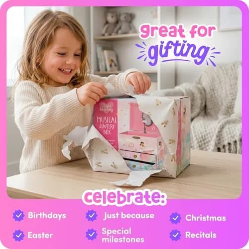 Giggle & Honey Musical Unicorn Jewelry Box for Girls | 6.8 x 5.3 x 6 in | Durable Pine Fiberboard thumbnail 8
