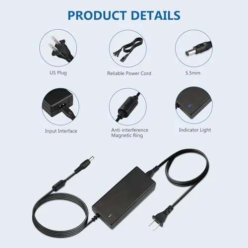 FNKTQL 24V Power Supply Adapter 3M Cable | Powers Logitech G920 G29 G923 Racing Wheels thumbnail 5