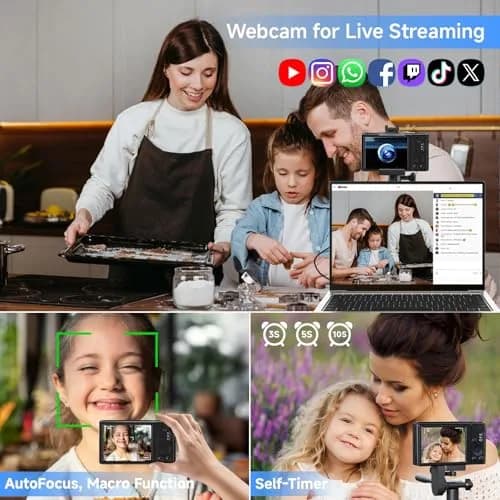 SMARTKLIK Digital Camera 4K 44MP with 64GB SD Card | Autofocus Compact Camera for Teens thumbnail 7