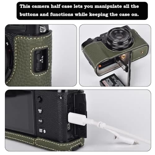 VOVMOEYA Camera Case for Fujifilm X100VI | PU Leather Full Body Protective Cover with Detachable Top & Strap thumbnail 4