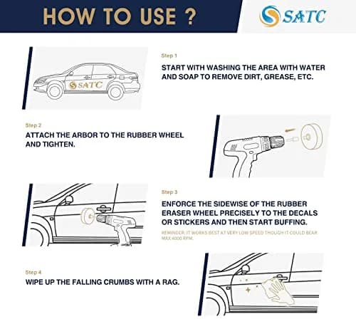S SATC Eraser Wheel 4 Inch Decal Remover Eraser Wheel 2 Pack | Heavy Duty Rubber for Paint Safe Sticker Removal thumbnail 5